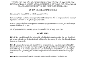 Quyết định 100/2001/QĐ.UB vay vốn cấp bù lãi suất hộ sản xuất dự án trồng chè Lào Cai