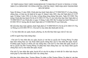 Chỉ thị 03/2001/CT-UB thực hiện Nghị định 75/2000/NĐ-CP  công chứng, chứng thực