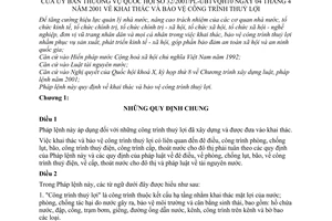 Pháp lệnh khai thác bảo vệ công trình thủy lợi 2001 32/2001/PL-UBTVQH10