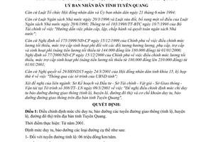 Quyết định 501/QĐ-UB năm 2001 điều chỉnh định mức chi duy tu bảo dưỡng