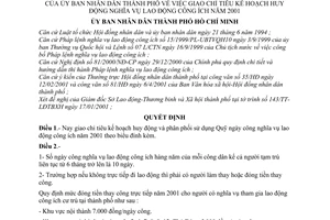 Quyết định 34/2001/QĐ-UB giao chỉ tiêu kế hoạch huy động nghĩa vụ lao động công ích năm 2001