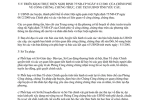 Chỉ thị 75/CT-UB 2001 thực hiện 75/2001/NĐ-CP công chứng chứng thực Thừa Thiên Huế