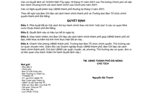 Quyết định 49/2001/QĐ-UB phê duyệt Đề án Cải cách thủ tục hành chính