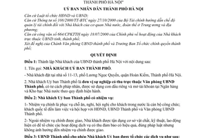 Quyết định 17/2001/QĐ-UB thành lập Nhà khách của ủy ban nhân dân thành phố Hà Nội