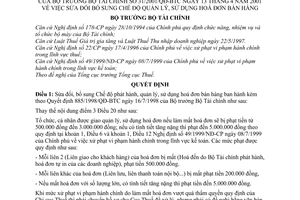 Quyết định 31/2001/QĐ-BTC sửa đổi Chế độ quản lý sử dụng hoá đơn bán hàng