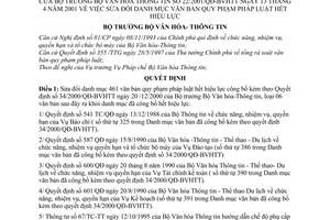 Quyết định 22/2001/QĐ-BVHTT sửa đổi Danh mục văn bản pháp luật hết hiệu lực