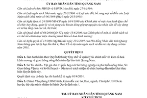 Quyết định 19/2001/QĐ-UB Quy chế quản lý tài chính kiên cố hoá kênh mương