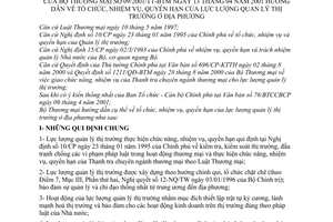 Thông tư 09/2001/TT-BTM tổ chức, nhiệm vụ, quyền hạn của lực lượng quản lý thị trường địa phương