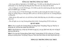 Quyết định 409TCT/QĐ/TCCB uỷ quyền cho các Trưởng phòng ký tên đóng dấu