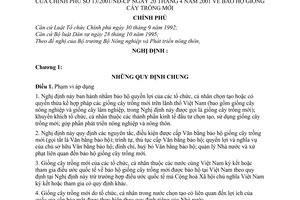 Nghị định 13/2001/NĐ-CP bảo hộ giống cây trồng mới