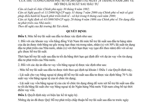 Quyết định 58/2001/QĐ-TTg hỗ trợ lãi suất sau đầu tư