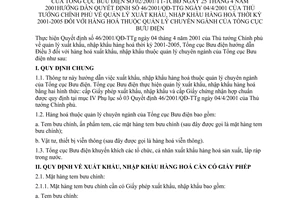Thông tư 02/2001/TT-TCBĐ quản lý xuất khẩu, nhập khẩu hàng hoá thời kỳ 2001-2005 hàng hoá thuộc quản lý chuyên ngành