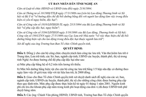 Quyết định số 35/2001/QĐ-UBND ngày 25/4/2001 phụ cấp độc hại bồi dưỡng hiện vật lưu trữ Nghệ An