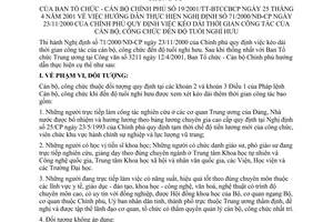 Thông tư 19/2001/TT-BTCCBCP kéo dài thời gian công tác của cán bộ, công chức đến độ tuổi nghỉ hưu