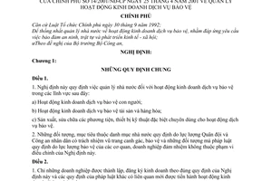 Nghị định 14/2001/NĐ-CP quản lý hoạt động kinh doanh dịch vụ bảo vệ