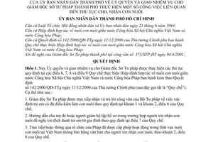 Quyết định 35/2001/QĐ-UB  Ủy quyền giao nhiệm vụ cho Giám đốc Sở Tư pháp thành phố thực hiện công việc liên quan đến thủ tục cho, nhận con nuôi