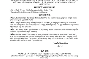 Quyết định 64/2001/QĐ-TTg Quy chế quản lý sử dụng viện trợ phi chính phủ nước ngoài
