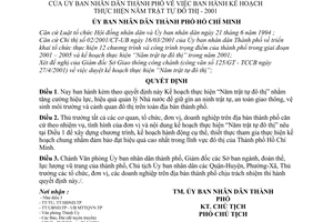 Quyết định 37/2001/QĐ-UB Kế hoạch thực hiện Năm trật tự đô thị - 2001