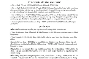 Quyết định 34/2001/QĐ-UB điều chỉnh mức trợ phụ cấp cho đối tượng chính sách Bình Phước