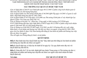 Quyết định 19/2001/QĐ-QLD đăng ký lưu hành mỹ phẩm ảnh hưởng trực tiếp đến sức khoẻ con người nhập khẩu vào Việt Nam