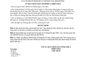 Quyết định 1131/2001/QĐ-UB chế độ trợ cấp cho cán bộ công chức đào tạo bồi dưỡng Thừa Thiên Huế