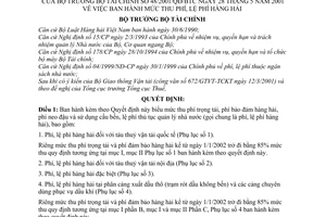 Quyết định 48/2001/QĐ-BTC mức thu phí, lệ phí hàng hải