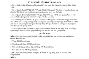 Quyết định 24/2001/QĐ-UB đơn giá thuê đất có Tài nguyên khoáng sản