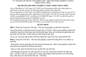 Quyết định 61/2001/QĐ-BNN-TCCB thành lập Trung tâm Triển lãm – Hội chợ nông nghiệp và phát triển nông thôn