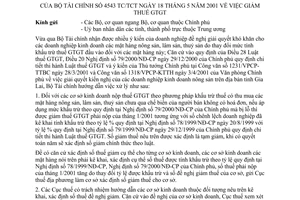 Công văn 4543-TC/TCT giảm thuế GTGT