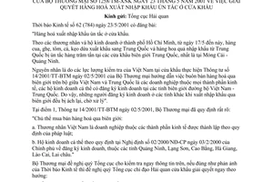 Công văn 1258/TM-XNK giải quyết hàng hoá xuất nhập khẩu ùn tắc ở cửa khẩu