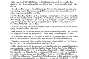 Công văn 1423/LĐTBXH-CSLĐVL người lao động chuyển nơi làm việc