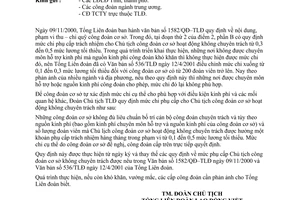 Công văn 854/TLĐ sửa đổi chế độ phụ cấp chủ tịch công đoàn không chuyên trách