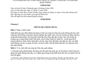 Nghị định 15/2001/NĐ-CP Giáo dục quốc phòng