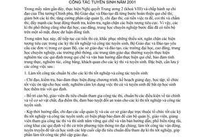 Chỉ thị 13/2001/CT-BGD&ĐT tăng cường chỉ đạo, tổ chức tốt  kì thi tốt nghiệp công tác tuyển sinh năm 2001