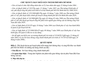 Quyết định 2571/QĐ-UB năm 2001 phê duyệt quy hoạch phát triển mạng lưới