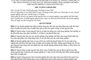 Quyết định 69/2001/QĐ-TTg bán cổ phần ưu đãi tại doanh nghiệp công nghiệp chế biến cho người trồng bán nguyên liệu