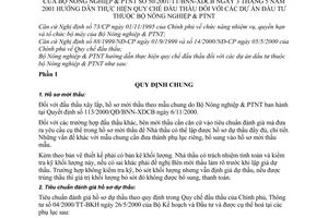 Thông tư 50/2001/TT-BNN-XDCB thực hiện quy chế đấu thầu dự án đầu tư thuộc Bộ Nông nghiệp và Phát triển nông thôn