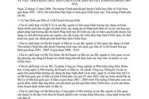 Chỉ thị 10/2001/CT-TTg triển khai thực hiện Chiến lược dân số Việt Nam giai đoạn 2001-2010