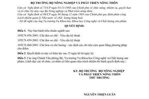 Quyết định 53/2001/QĐ-BNN/XDCB tiêu chuẩn ngành 10TCN 458-2001 10TCN 459-2001 10TCN 460-2001