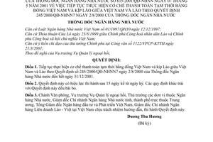 Quyết định 615/2001/QĐ-NHNN thực hiện cơ chế thanh toán tạm thời bằng đồng Việt Nam kíp Lào giữa Việt Nam- Lào theo QĐ 245/2000/QĐ-NHNN7