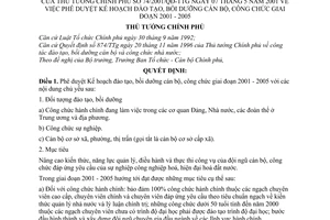 Quyết định 74/2001/QĐ-TTg phê duyệt kế hoạch đào tạo, bồi dưỡng cán bộ, công chức giai đoạn 2001-2005