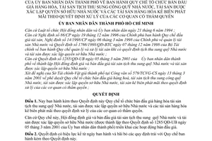 Quyết định 38/2001/QĐ-UB Quy chế tổ chức bán đấu giá hàng hóa tài sản tịch thu sung công quỹ Nhà nước xác lập quyền sở hữu Nhà nước kê biên phát mãi