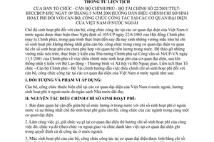 Thông tư liên tịch 22/2001/TTLT-BTCCBCP-BTC điều chỉnh chỉ số sinh hoạt phí cán bộ công chức công tác tại cơ quan đại diện của việt nam ở nước ngoài