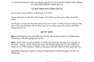 Quyết định 167/QĐ-UB năm 2001 xây dựng sử dụng mạng viễn thông Lào Cai