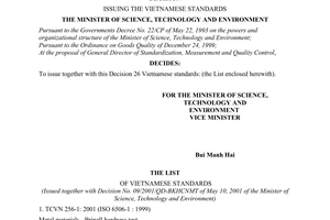 Decision No. 09/2001/QD-BKHCNMT of May 10, 2001 promulgated by The Ministry of Science, Technology and Environment, approving the plan on the training and fostering of public servants in the 2001-2005 period