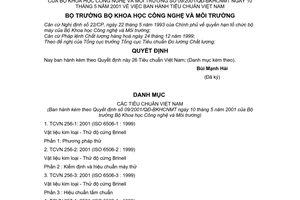 Quyết định 09/2001/QĐ-BKHCNMT 26 Tiêu chuẩn Việt Nam