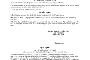 Quyết định 2185/2001/QĐ-UB chi 20% quỹ học phí Bến Tre