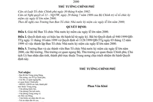 Quyết định 594/QĐ-TTg giải thể Ban Tổ chức Nhà nước kỷ niệm ngày lễ lớn năm 2000