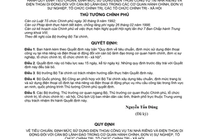 Quyết định 78/2001/QĐ-TTg tiêu chuẩn định mức sử dụng điện thoại công vụ tại nhà riêng di động đối với cán bộ lãnh đạo