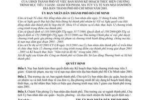 Quyết định 41/2001/QĐ-UB Kế hoạch thực hiện chương trình mục tiêu 3 giảm tội phạm, ma túy tệ nạn mại dâm địa bàn thành phố Hồ Chí Minh